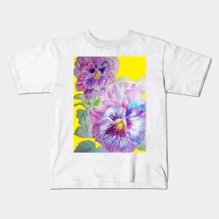 Purple Pansy Watercolor Painting Floral Kids T-Shirt